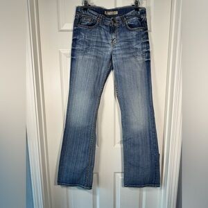 BKE Wendi Denim Bootcut Medium Wash Low Rise Contrasting Stitch Womens size 28